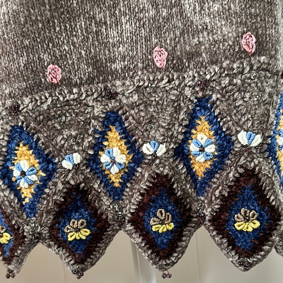 Storybook Knits Vintage Chenille Embroidered Cardigan Sweater - Picture 10 of 12